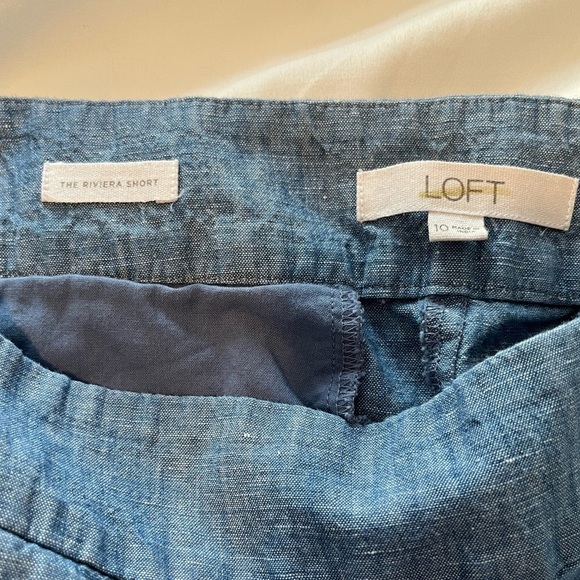 Loft Blue Scalloped Edge Linen/Cotton Shorts - Picture 9 of 12